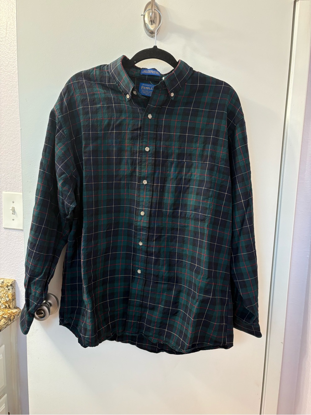 Vintage Sir Pendleton Wool Lodge Button Up Shirt Size XL Plaid PTP 25-26/L 30